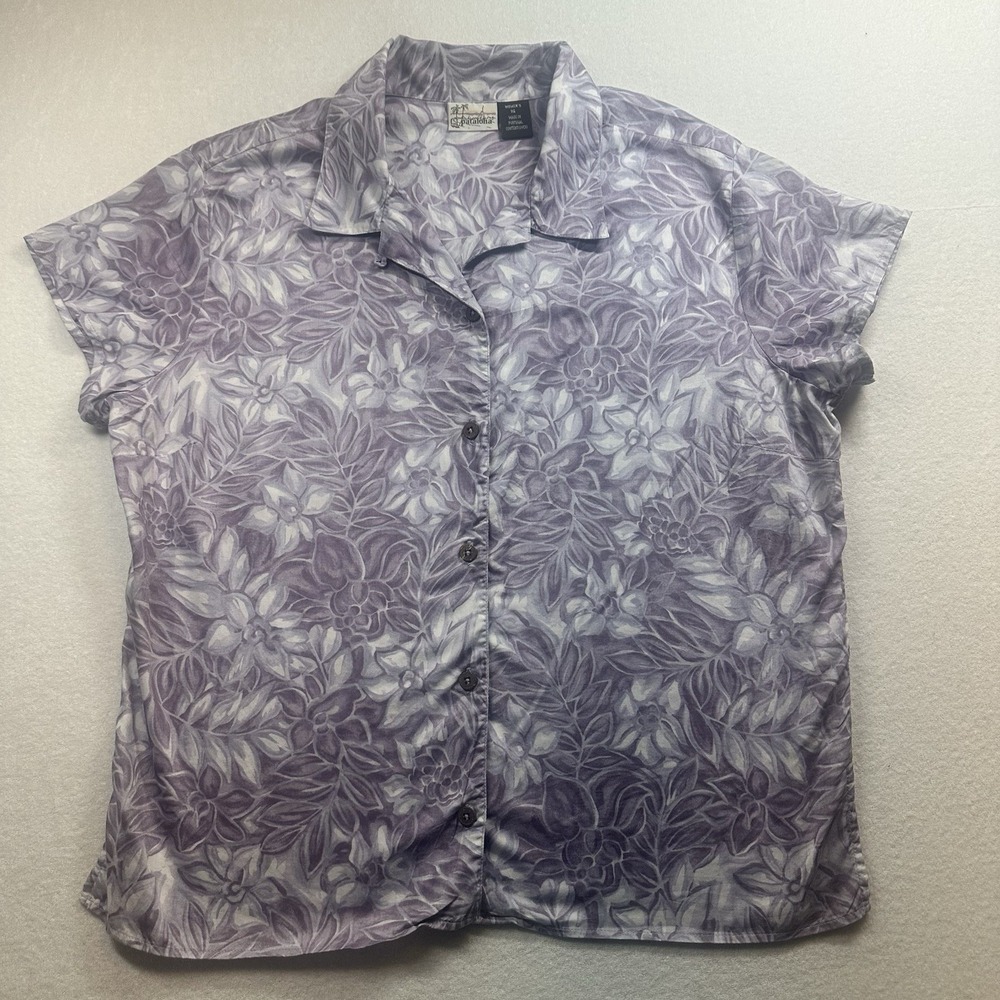 VTG Patagonia Pataloha Women's Size 16 Purple Hawaiian Aloha‎ Shirt Y2K